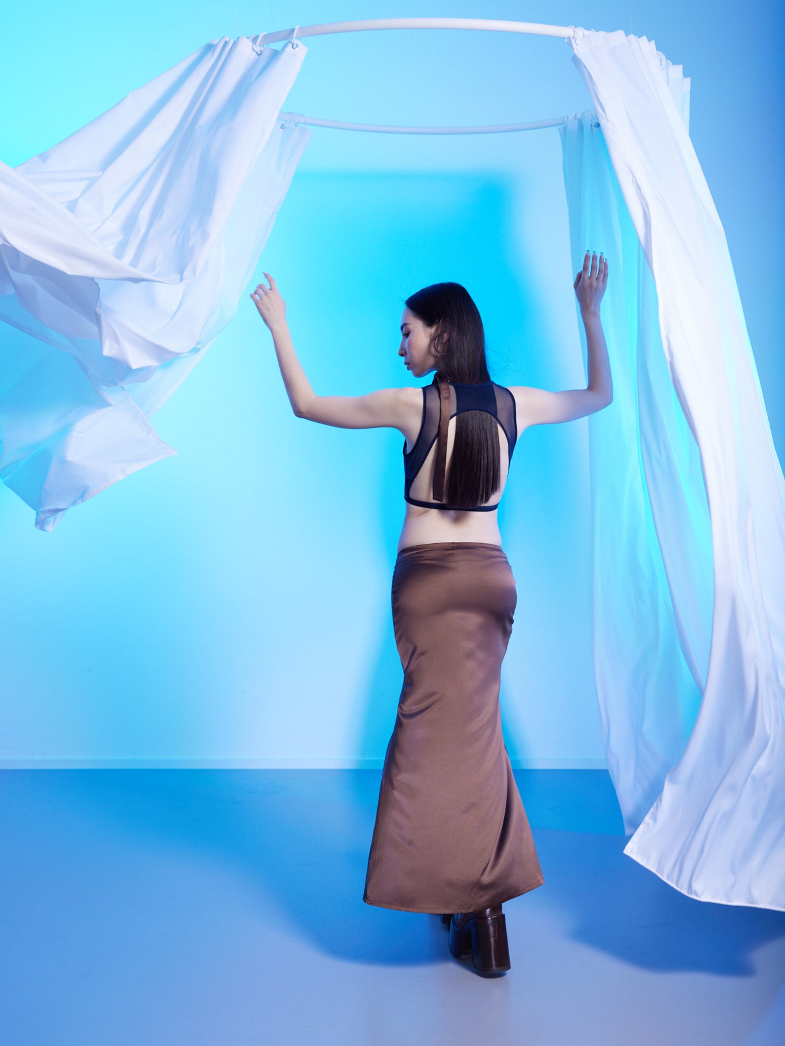 Satin Long Skirt