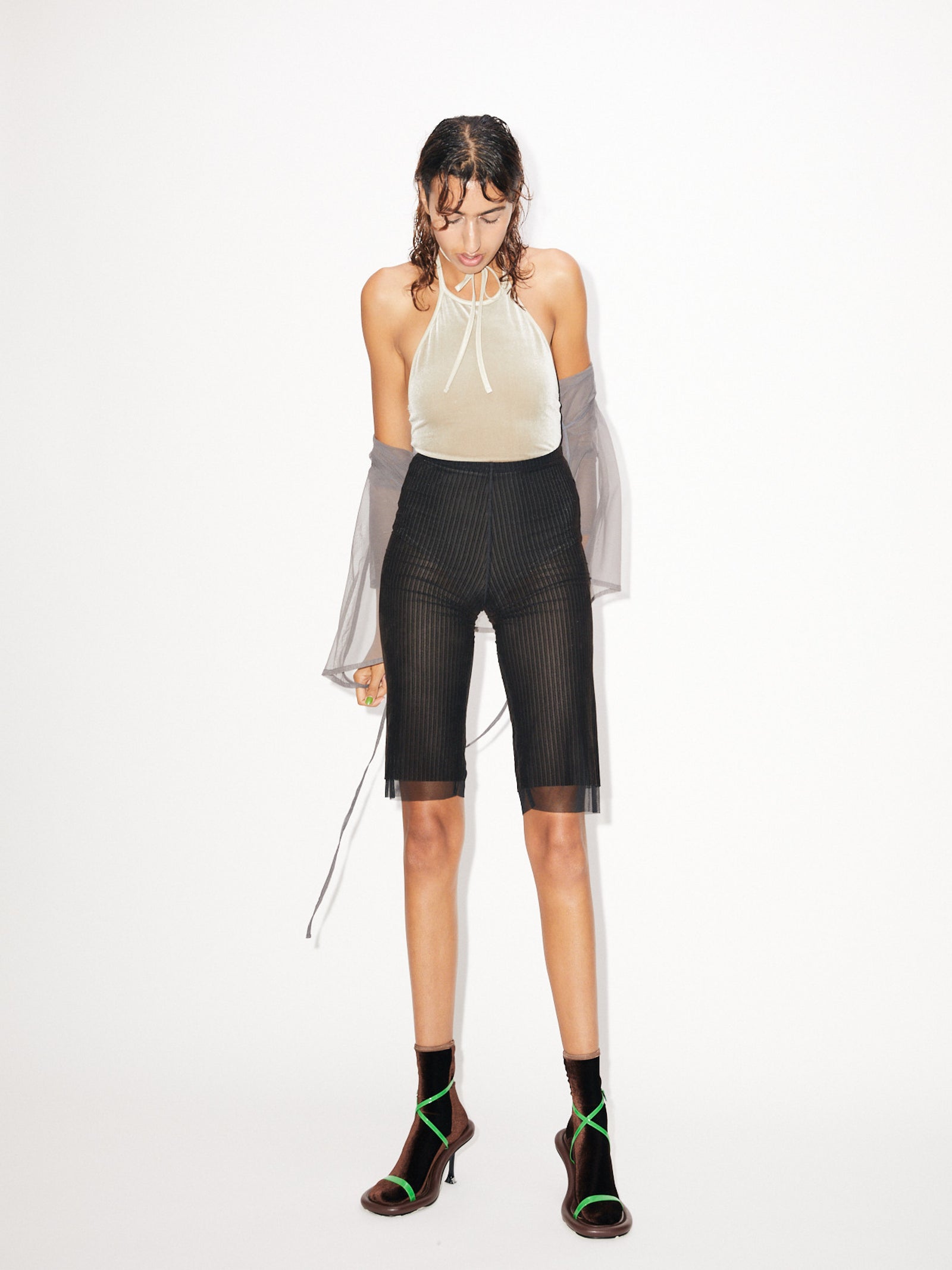 Net Print Capri Pants