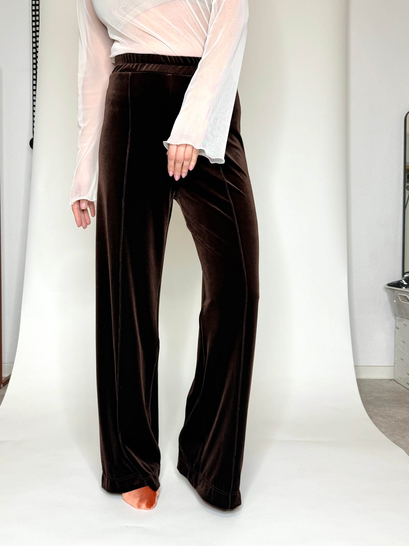 Velvet Top Stitched Pants