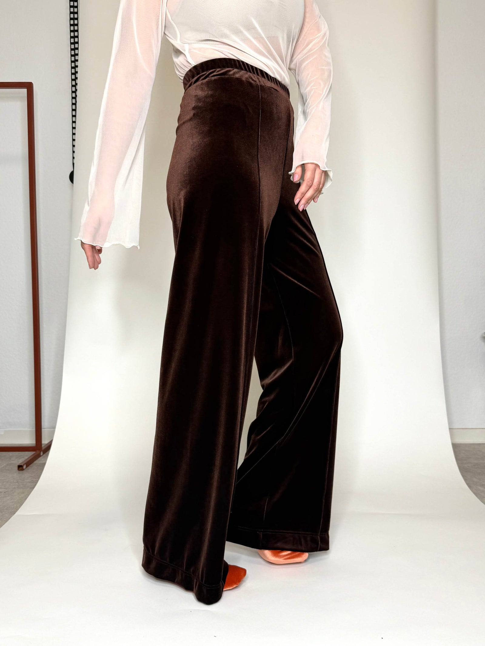 Velvet Top Stitched Pants