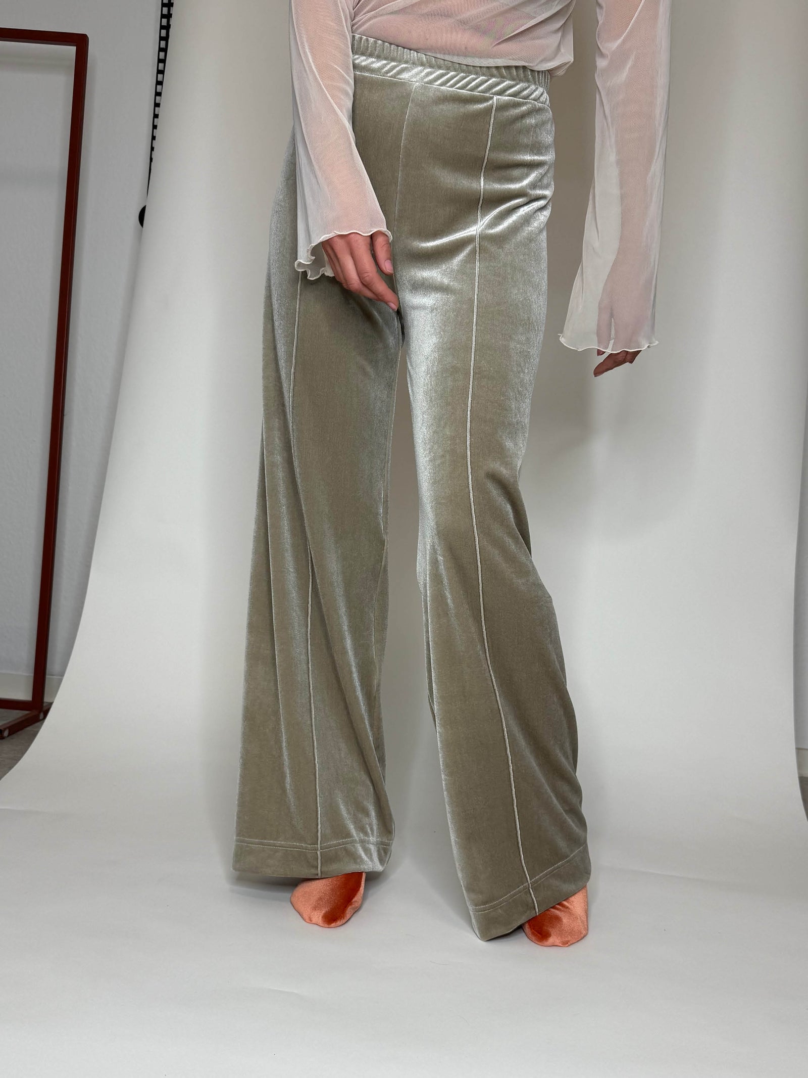 Velvet Top Stitched Pants