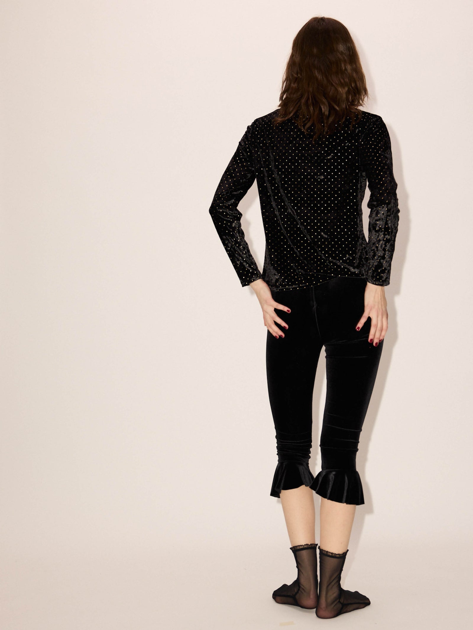 Velvet Volant Capri Pants