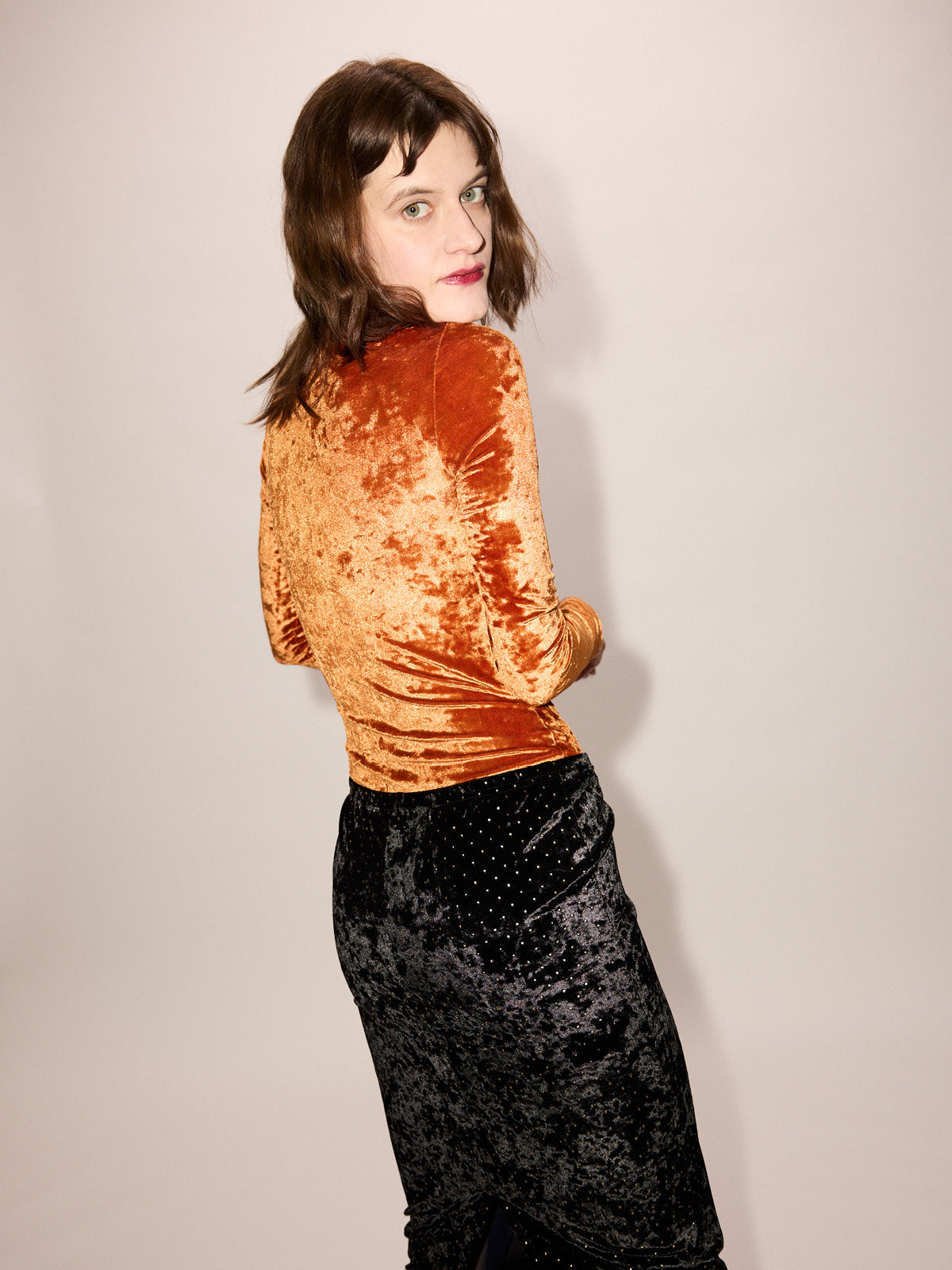 Low waist Skirt Stud Velvet