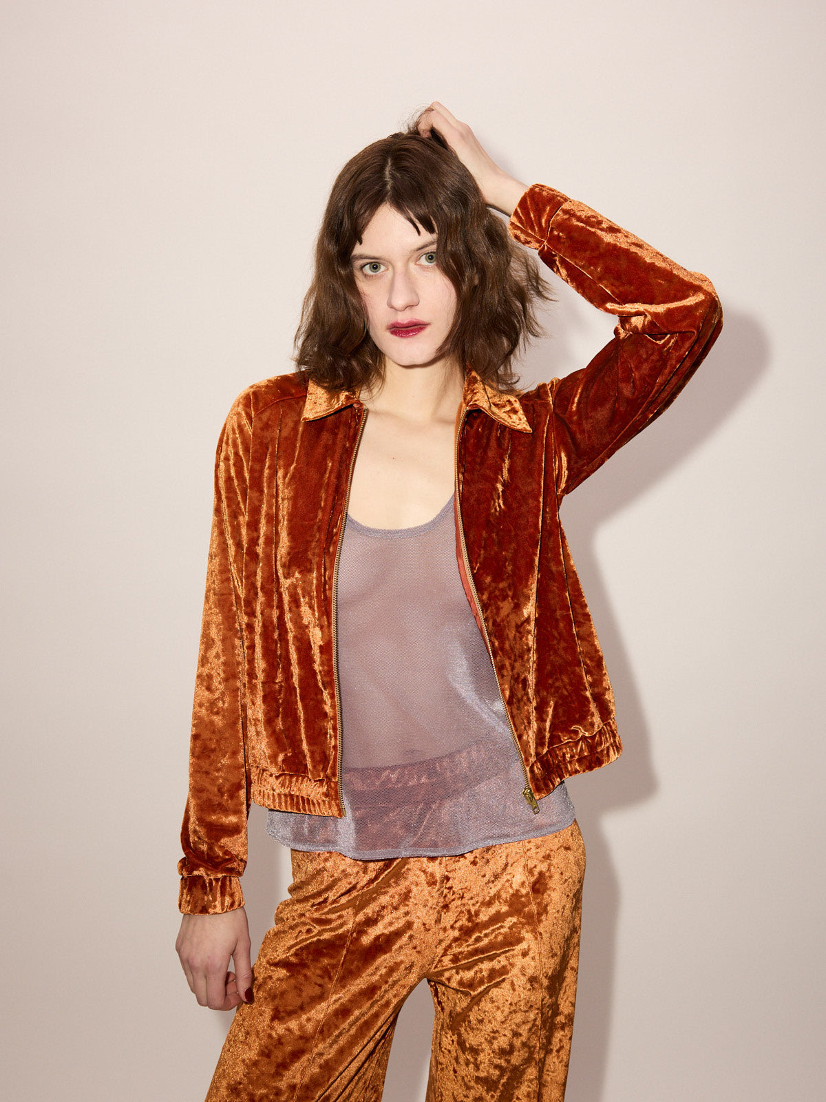 Crushed Velvet Blouson Jacket