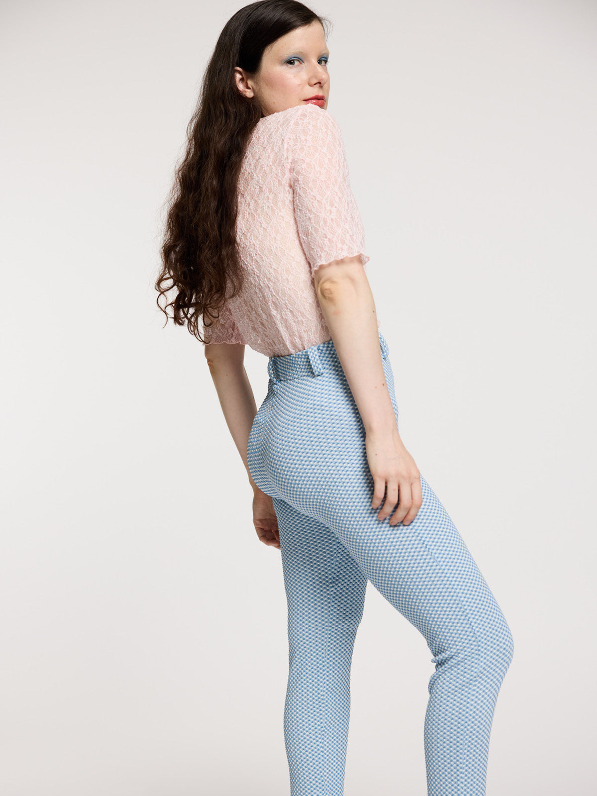 Pantalon fendu à carreaux vichy