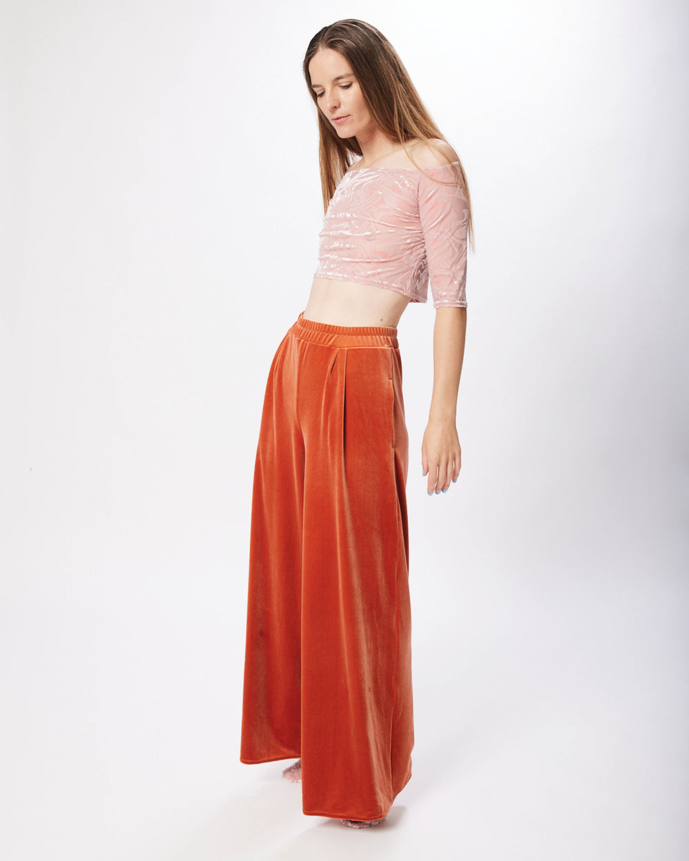 Pantalon à poches en velours ambre