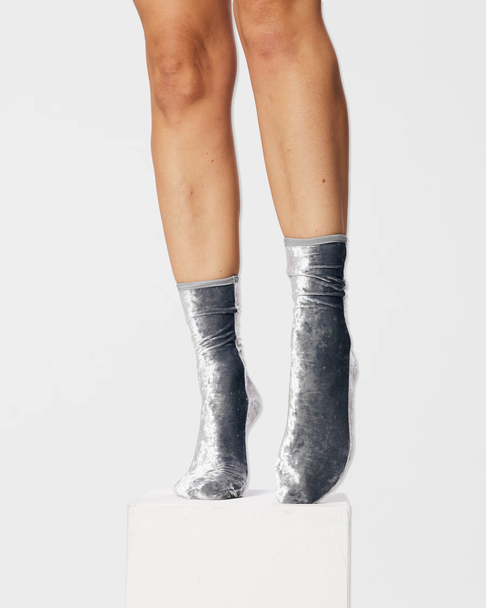 Chaussettes cheville en velours martelé