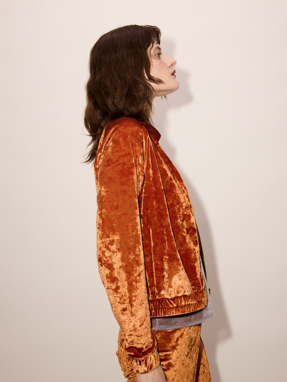 Crushed Velvet Blouson Jacket