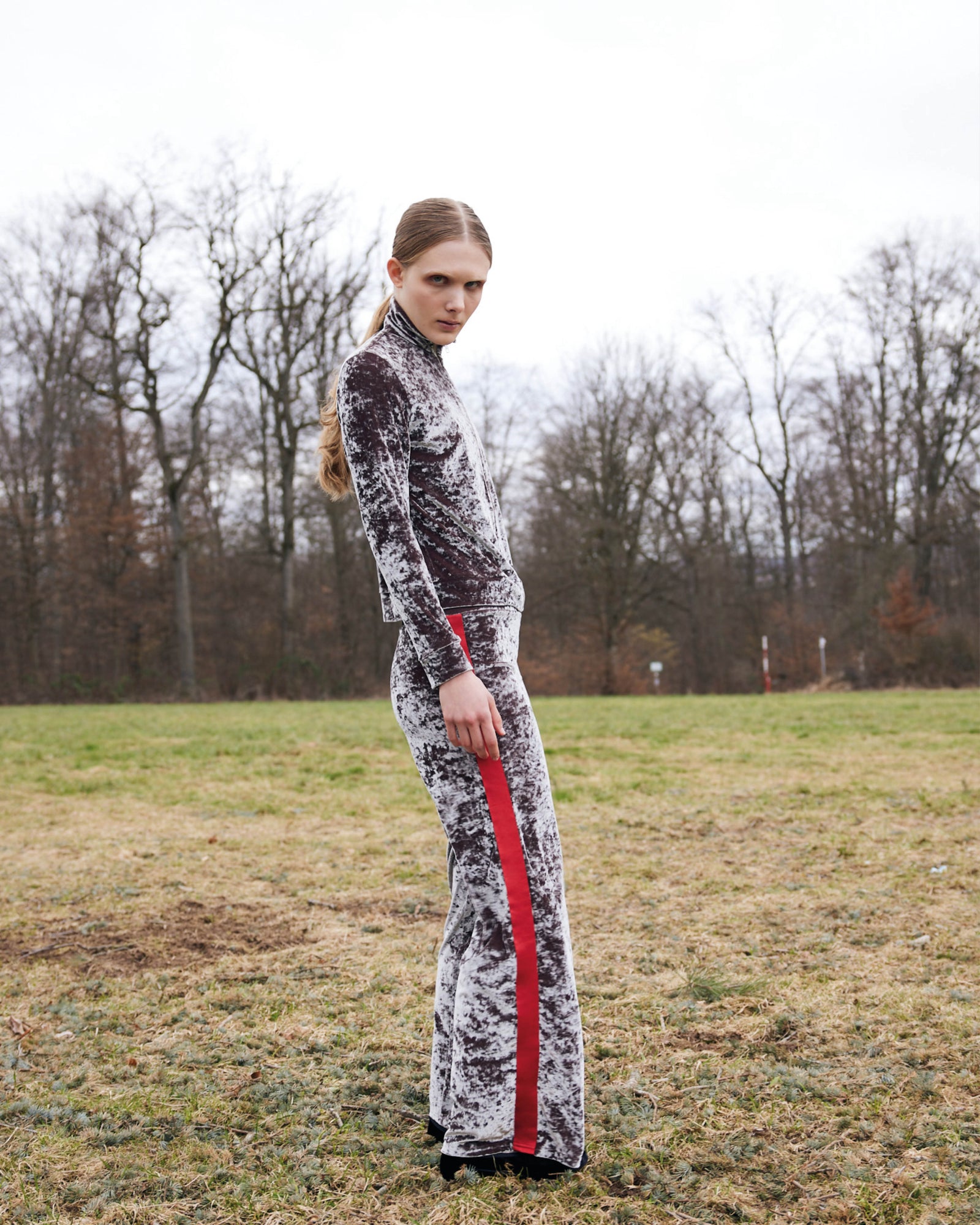 Pantalon à rayures en velours