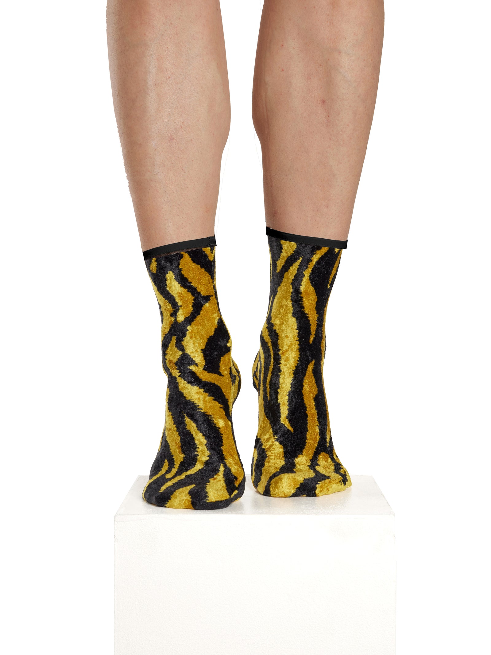 Simone Wild Velvet Ankle Socks Tiger Print