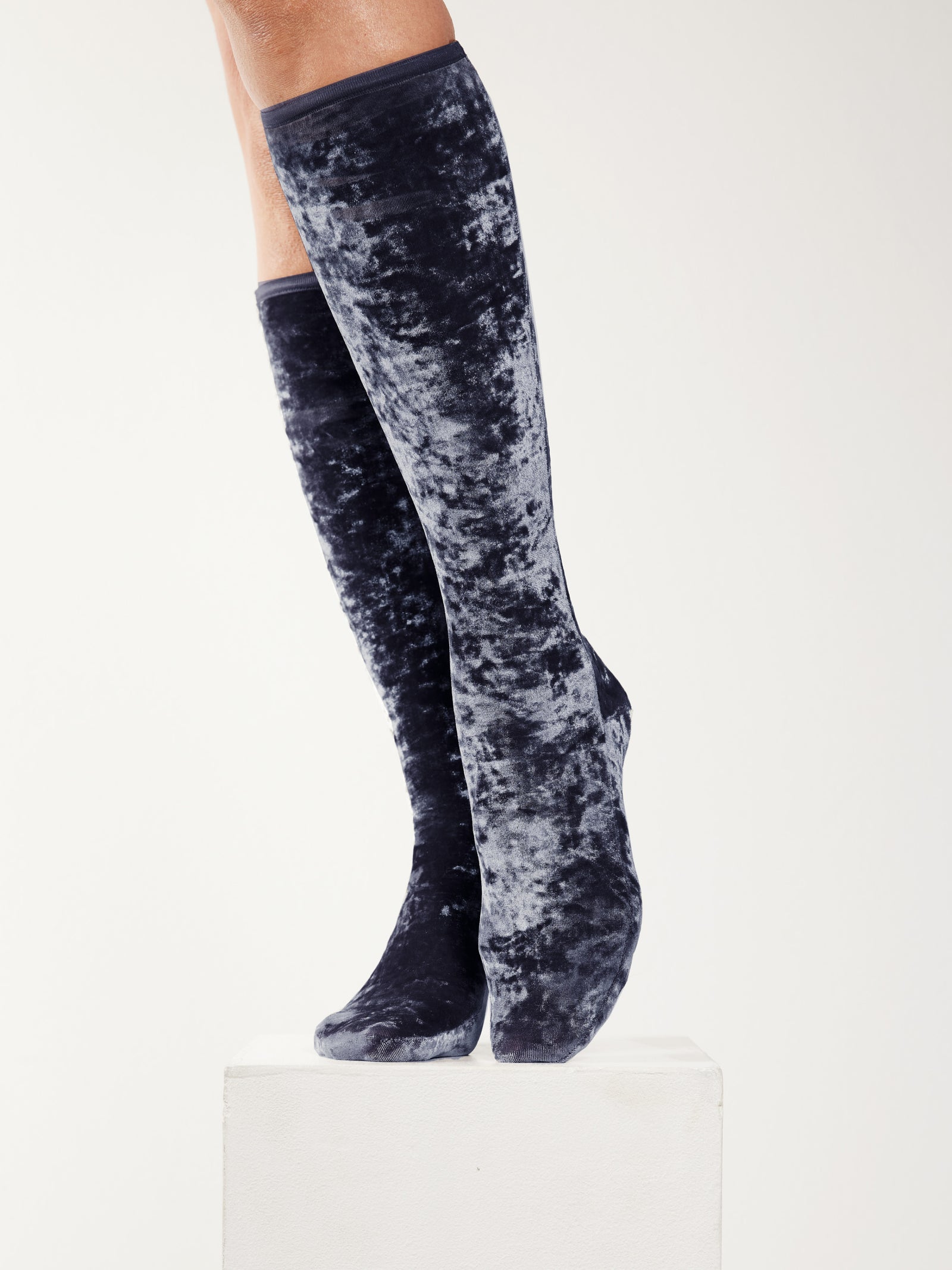 Simone Wild Hammered Velvet Knee Socks